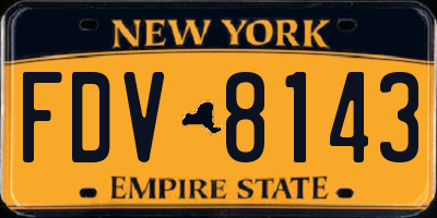 NY license plate FDV8143