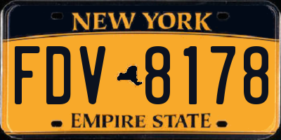 NY license plate FDV8178