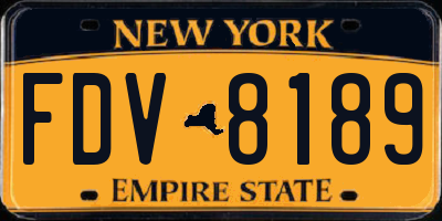 NY license plate FDV8189