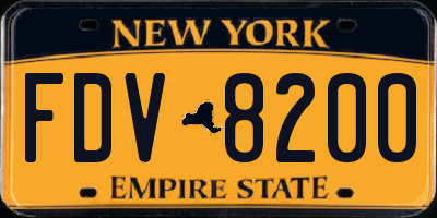 NY license plate FDV8200