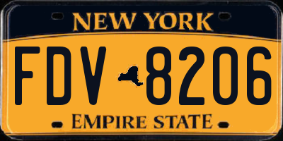 NY license plate FDV8206