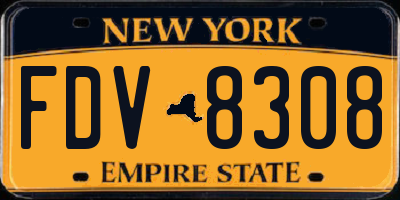 NY license plate FDV8308