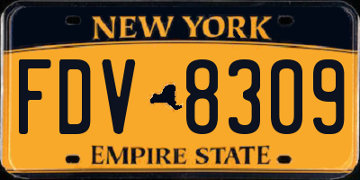 NY license plate FDV8309
