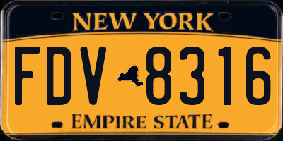 NY license plate FDV8316