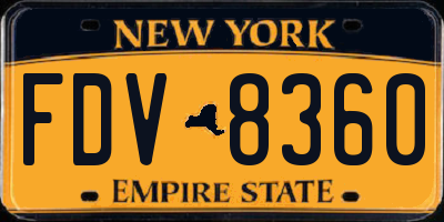 NY license plate FDV8360