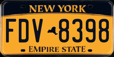 NY license plate FDV8398