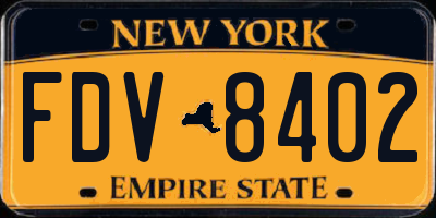 NY license plate FDV8402