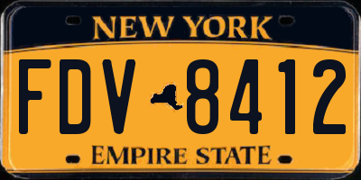 NY license plate FDV8412