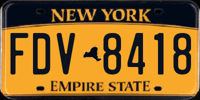 NY license plate FDV8418