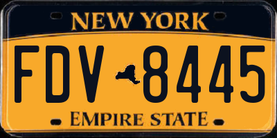 NY license plate FDV8445