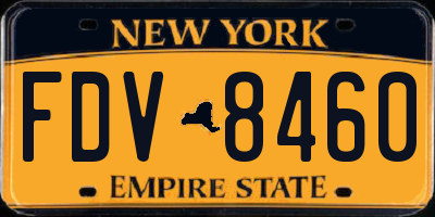 NY license plate FDV8460