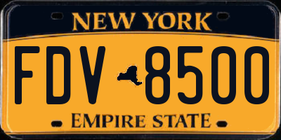 NY license plate FDV8500