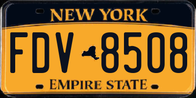 NY license plate FDV8508