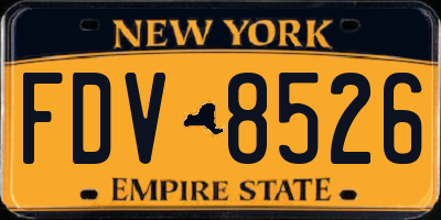 NY license plate FDV8526