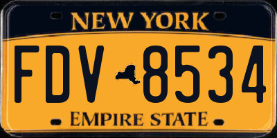 NY license plate FDV8534