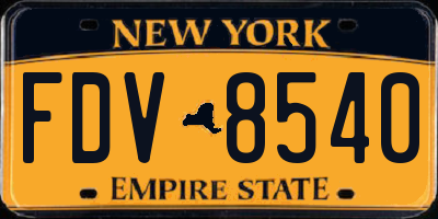 NY license plate FDV8540