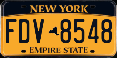 NY license plate FDV8548