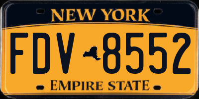 NY license plate FDV8552
