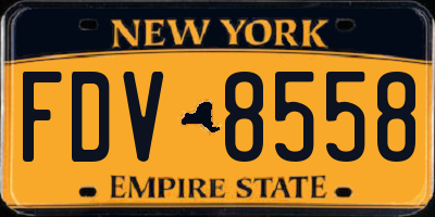 NY license plate FDV8558