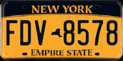 NY license plate FDV8578