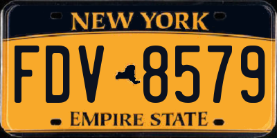 NY license plate FDV8579