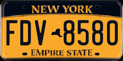 NY license plate FDV8580