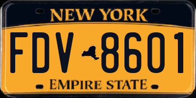NY license plate FDV8601