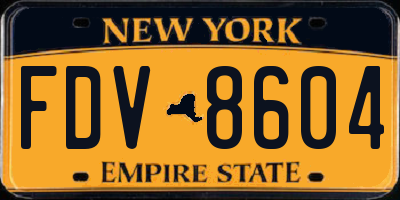 NY license plate FDV8604