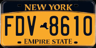 NY license plate FDV8610