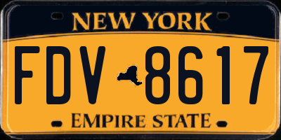 NY license plate FDV8617