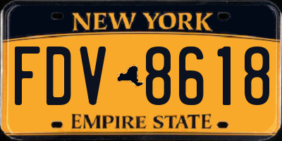 NY license plate FDV8618