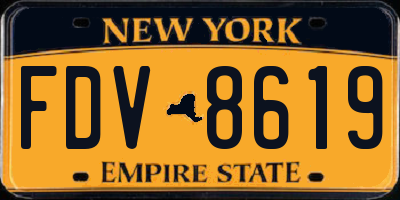 NY license plate FDV8619