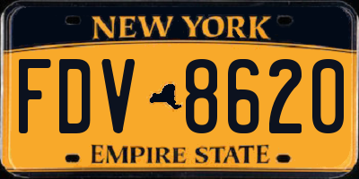 NY license plate FDV8620
