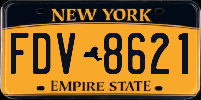 NY license plate FDV8621