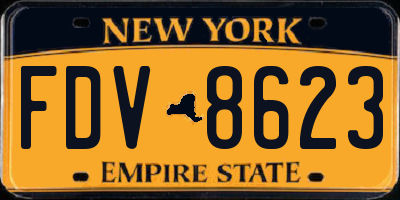 NY license plate FDV8623