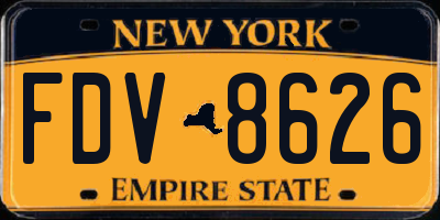 NY license plate FDV8626