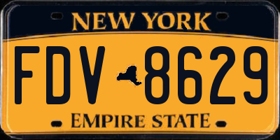 NY license plate FDV8629