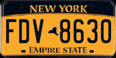 NY license plate FDV8630