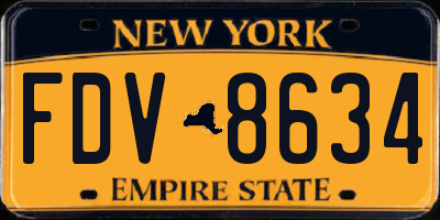 NY license plate FDV8634