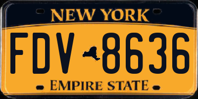 NY license plate FDV8636