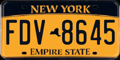 NY license plate FDV8645