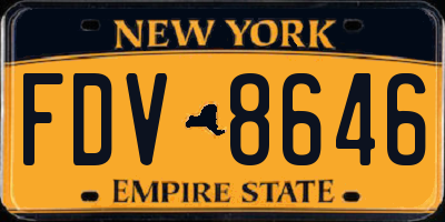 NY license plate FDV8646