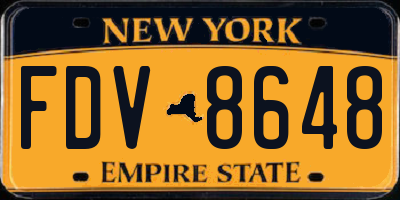 NY license plate FDV8648