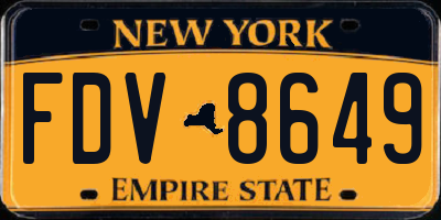 NY license plate FDV8649