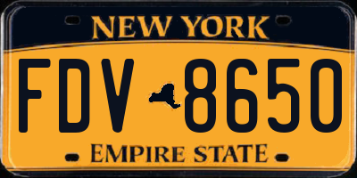 NY license plate FDV8650