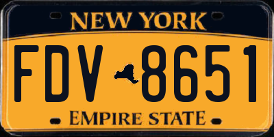 NY license plate FDV8651