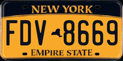 NY license plate FDV8669