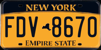 NY license plate FDV8670