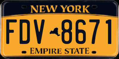 NY license plate FDV8671