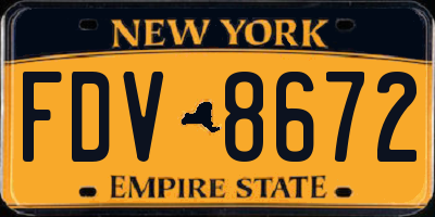 NY license plate FDV8672